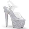Pleaser - ADORE708HMG Sandale à bride à la cheville, Pole dance chaussures - Chaussures de pole dance - Couleur argent/Transparent Product image
